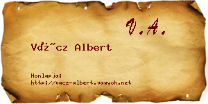Vácz Albert névjegykártya