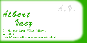 albert vacz business card