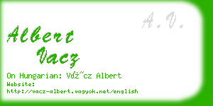 albert vacz business card